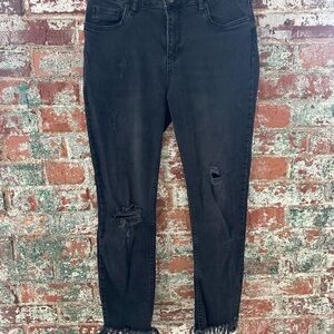 Free People Black Distressed Ankle Jeans